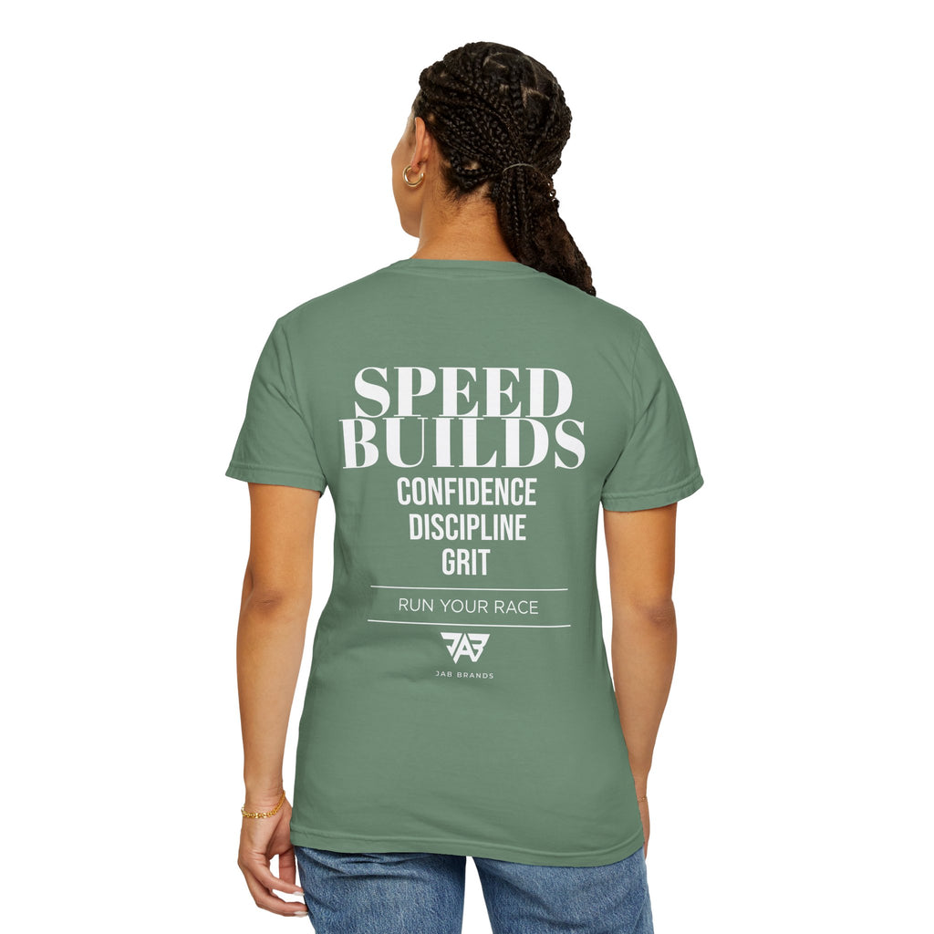 Speed Builds T-Shirt — Motivational 'Speed Builds' JAB Brands Graphic Tee
