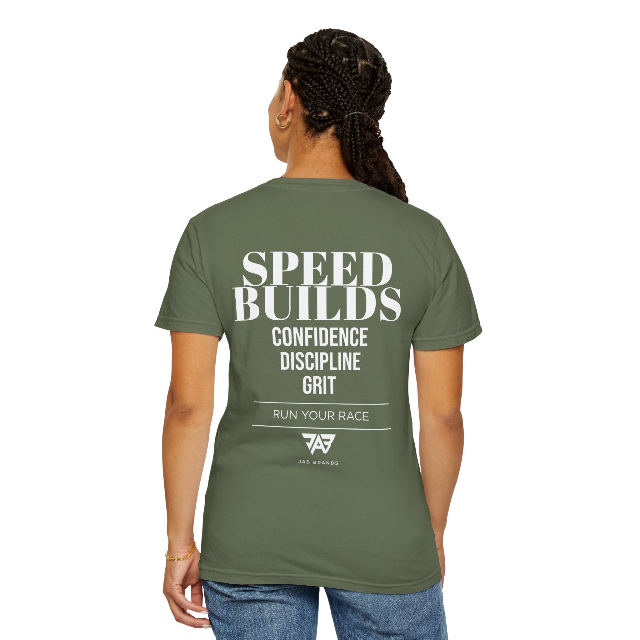 Speed Builds T-Shirt — Motivational 'Speed Builds' JAB Brands Graphic Tee