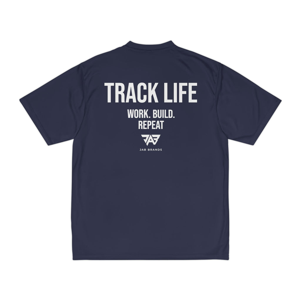Adult Track Life Grind Performance T-Shirt — "Work Build Repeat" Athletic Tee