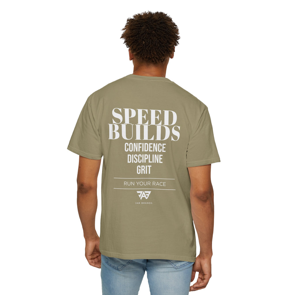 Speed Builds T-Shirt — Motivational 'Speed Builds' JAB Brands Graphic Tee