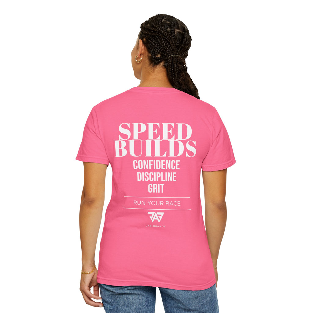 Speed Builds T-Shirt — Motivational 'Speed Builds' JAB Brands Graphic Tee