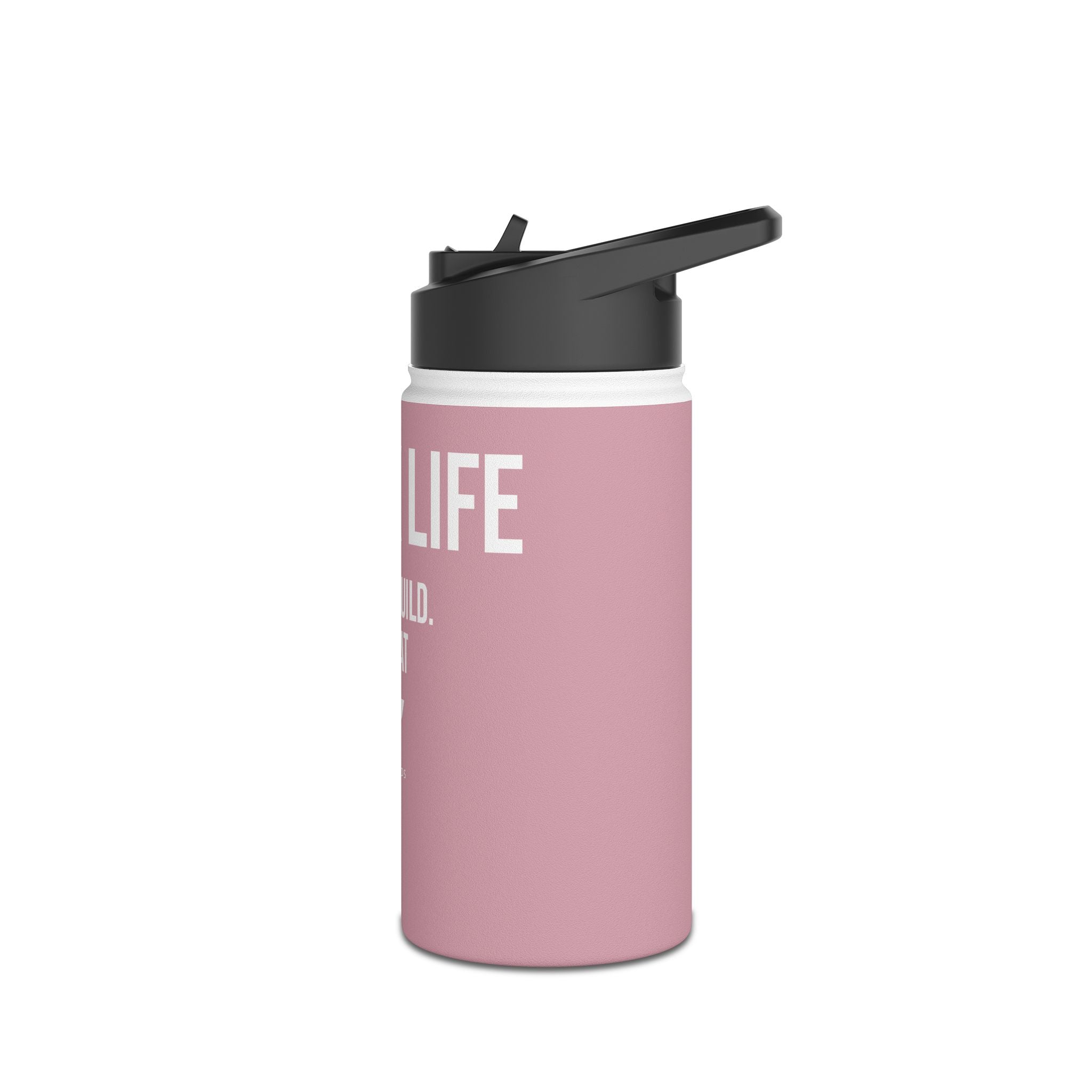 Pink Track Life Stainless Steel Water Bottle — "Work. Build. Repeat." Sports Bottle