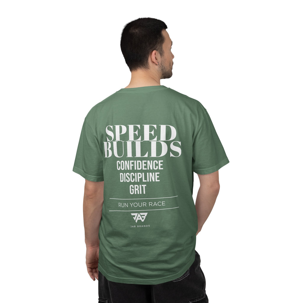 Speed Builds T-Shirt — Motivational 'Speed Builds' JAB Brands Graphic Tee