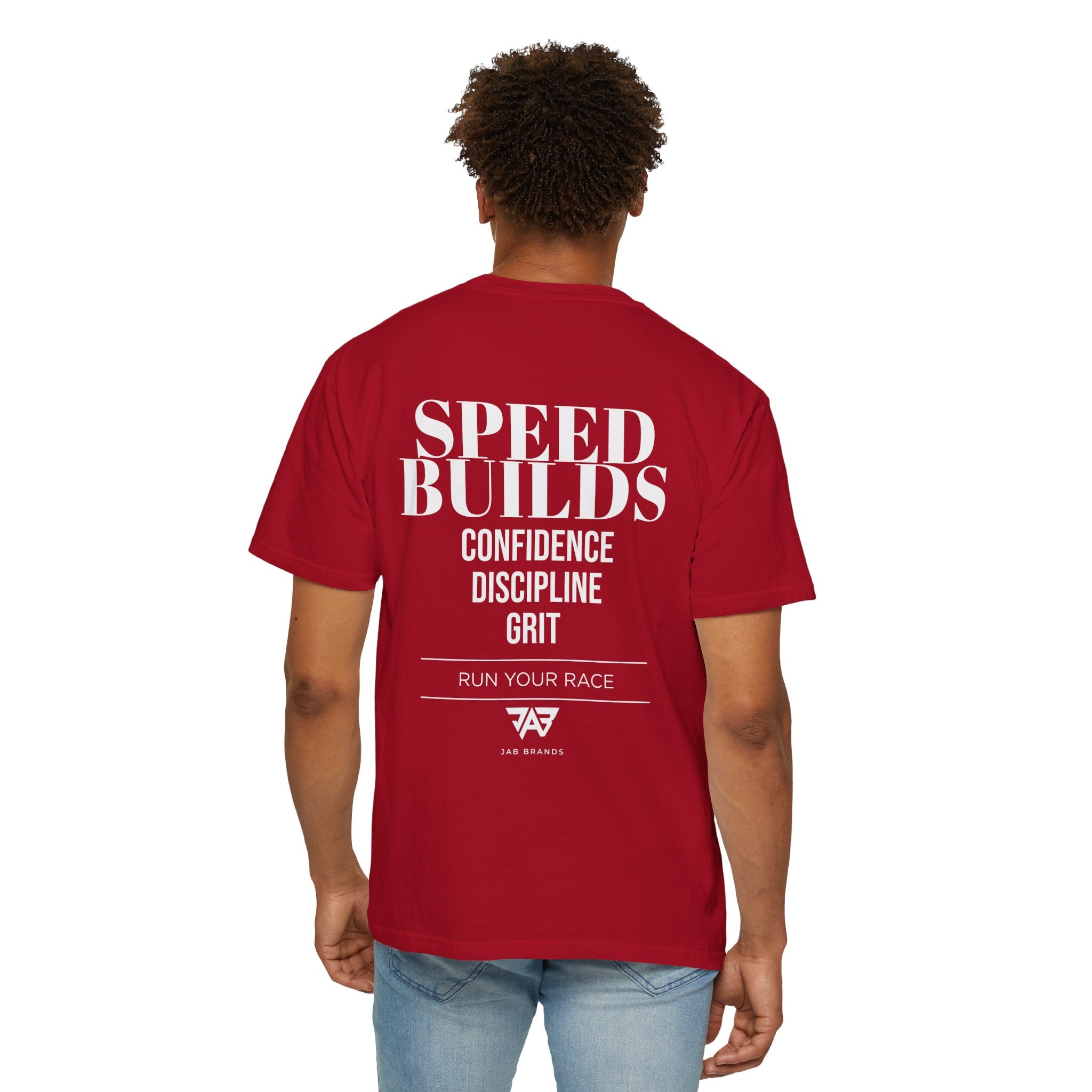 Speed Builds T-Shirt — Motivational 'Speed Builds' JAB Brands Graphic Tee