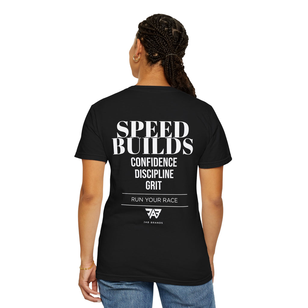 Speed Builds T-Shirt — Motivational 'Speed Builds' JAB Brands Graphic Tee