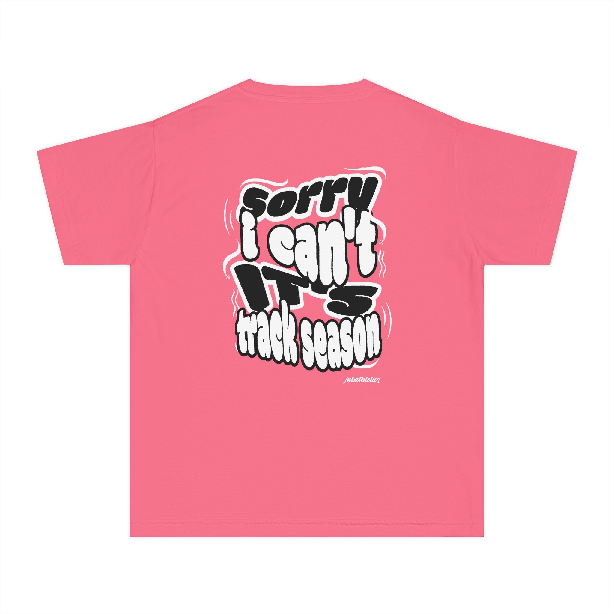 Youth “Sorry I Can’t, It’s Track Season” Retro Graphic Comfort T Shirt (Youth)